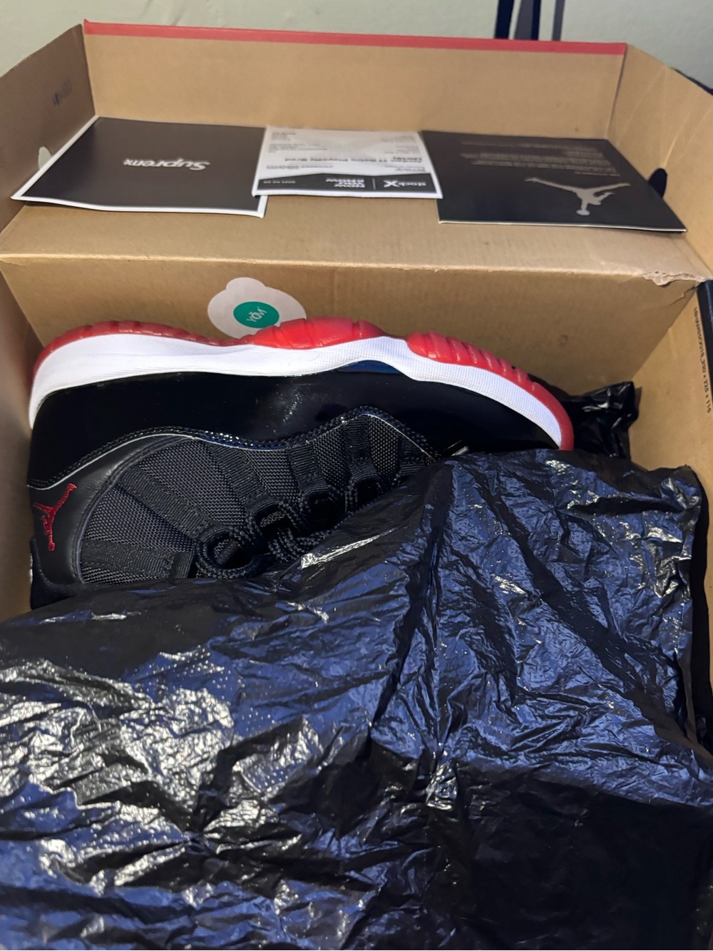 Jordan Men's Low-Top Sneakers in Black with Red and White Accents